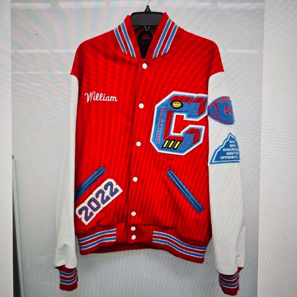 Settlemier's Centennial Eagles Varsity Jacket Size L Red Wool Leather